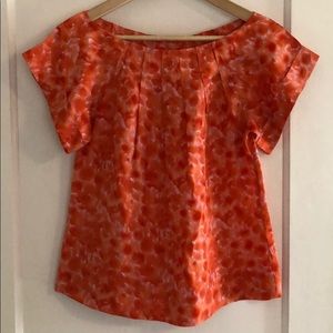 Banana Republic 100% Silk Patterned Pleated Top